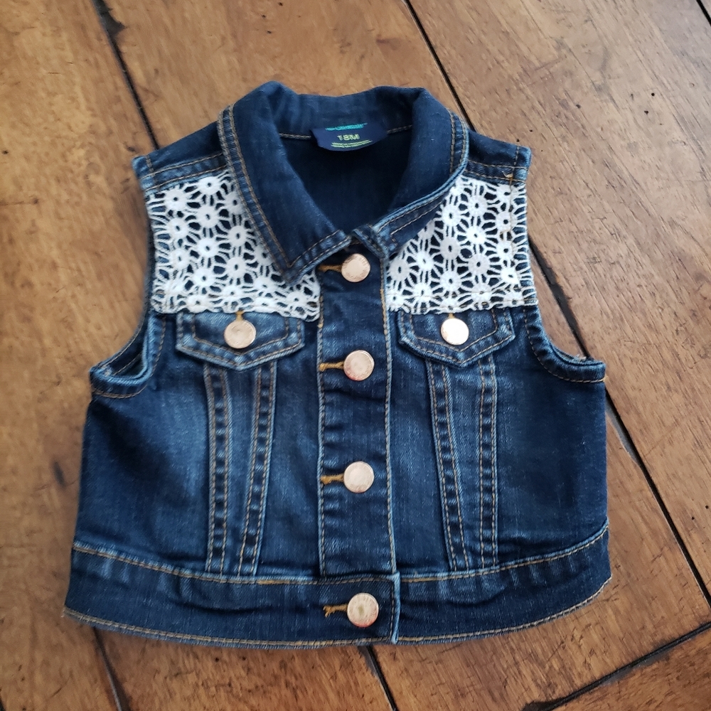 EUC Gymboree lace jean jacket vest!